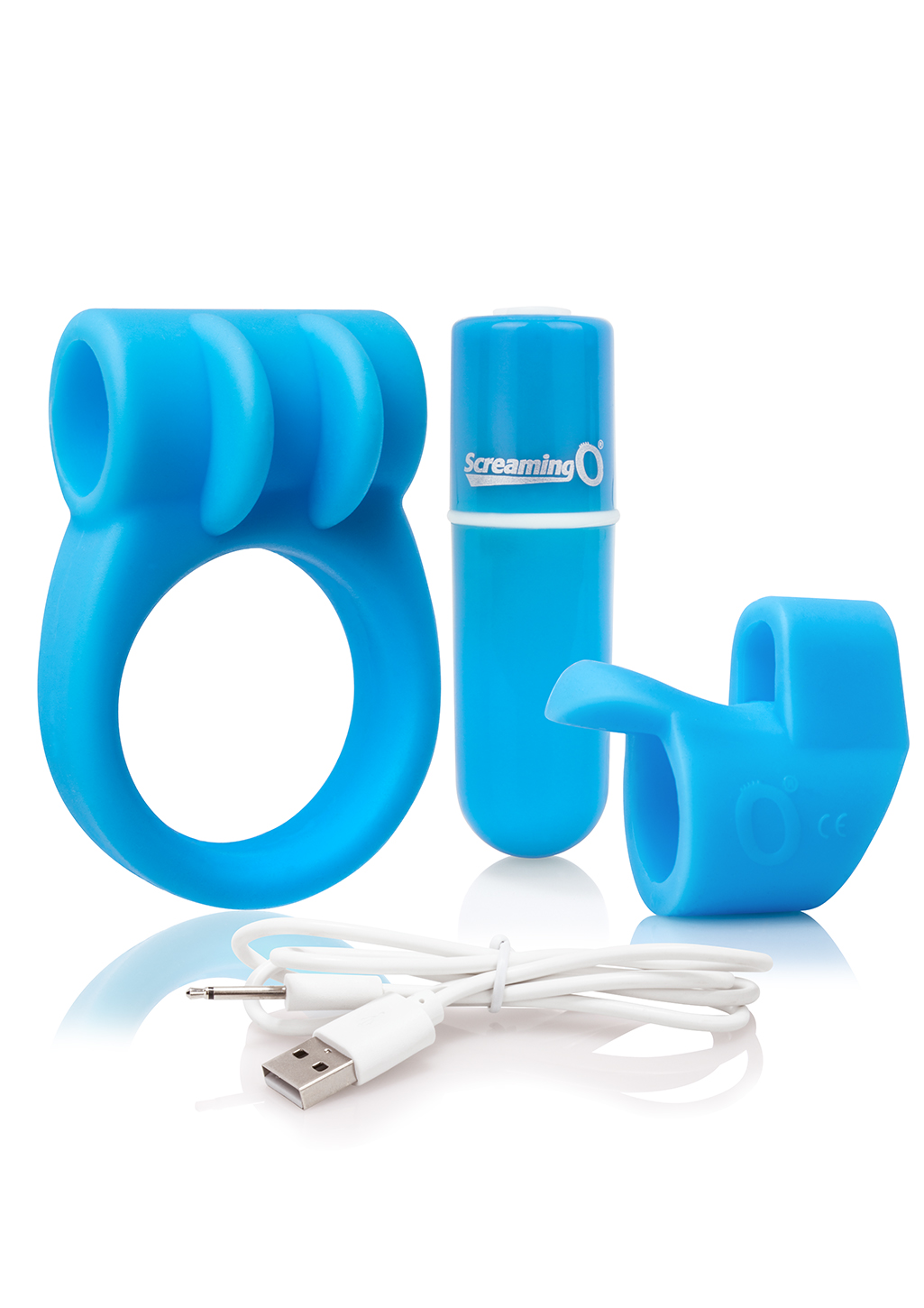 Screaming O - Screaming O Charged CombO Kit #1 - Blue - Vibrators - Silicone