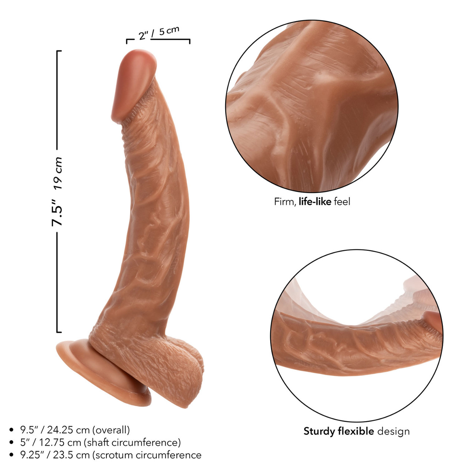 CalExotics - Working Stiff the Personal Trainer 7.5" - Brown - Dildos & Dongs