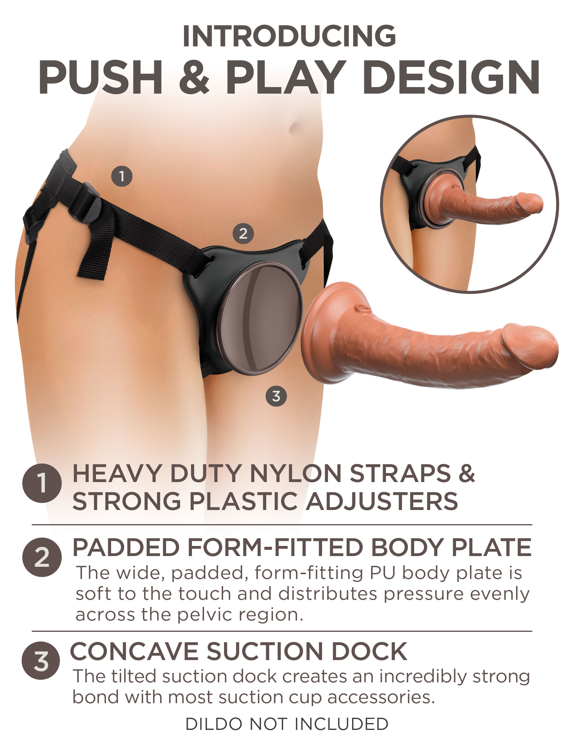 Pipedream - King Cock Elite Comfy Body Dock Strap-On Harness Black - Harnesses & Strap-Ons - Nylon