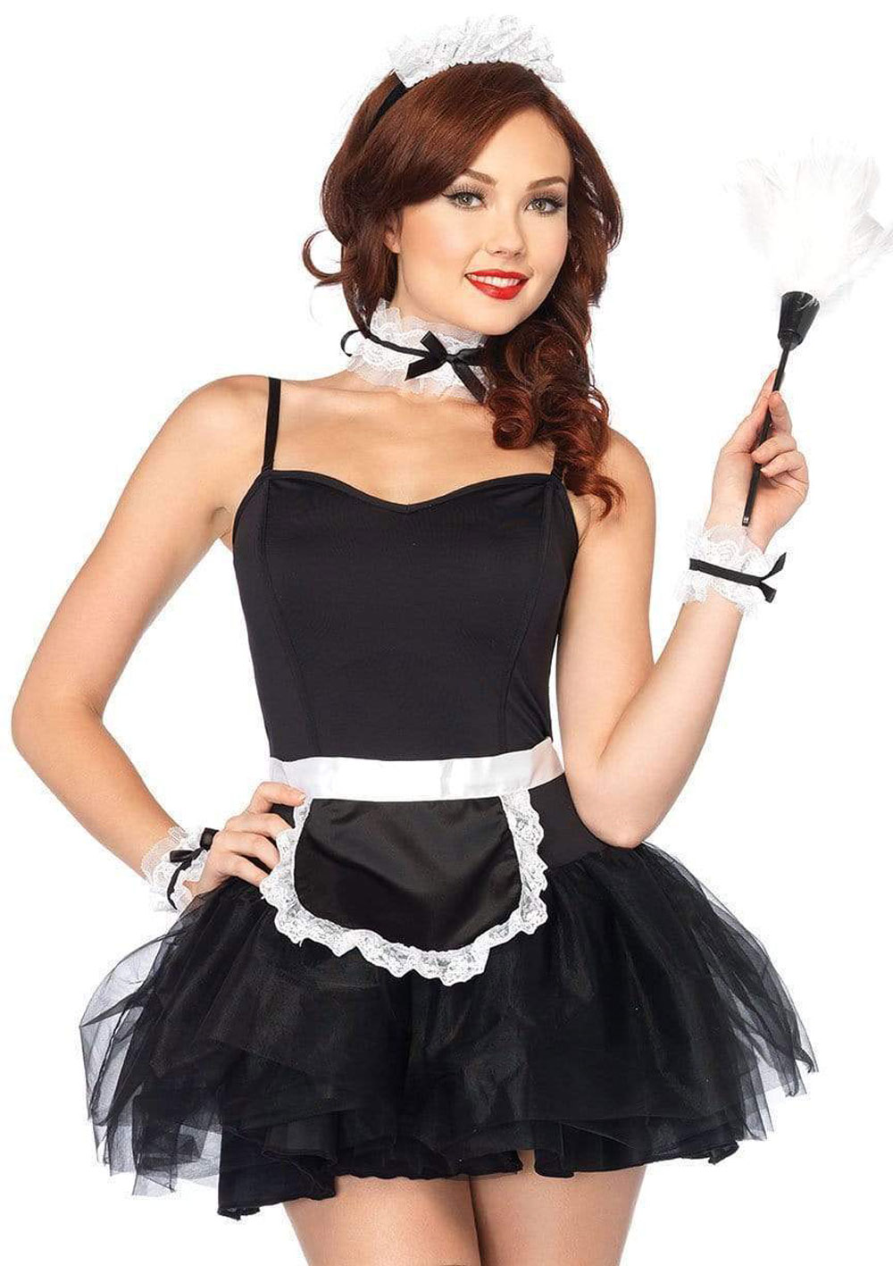 Leg Avenue - Lace French Maid Costume Kit - Black - Holiday Items