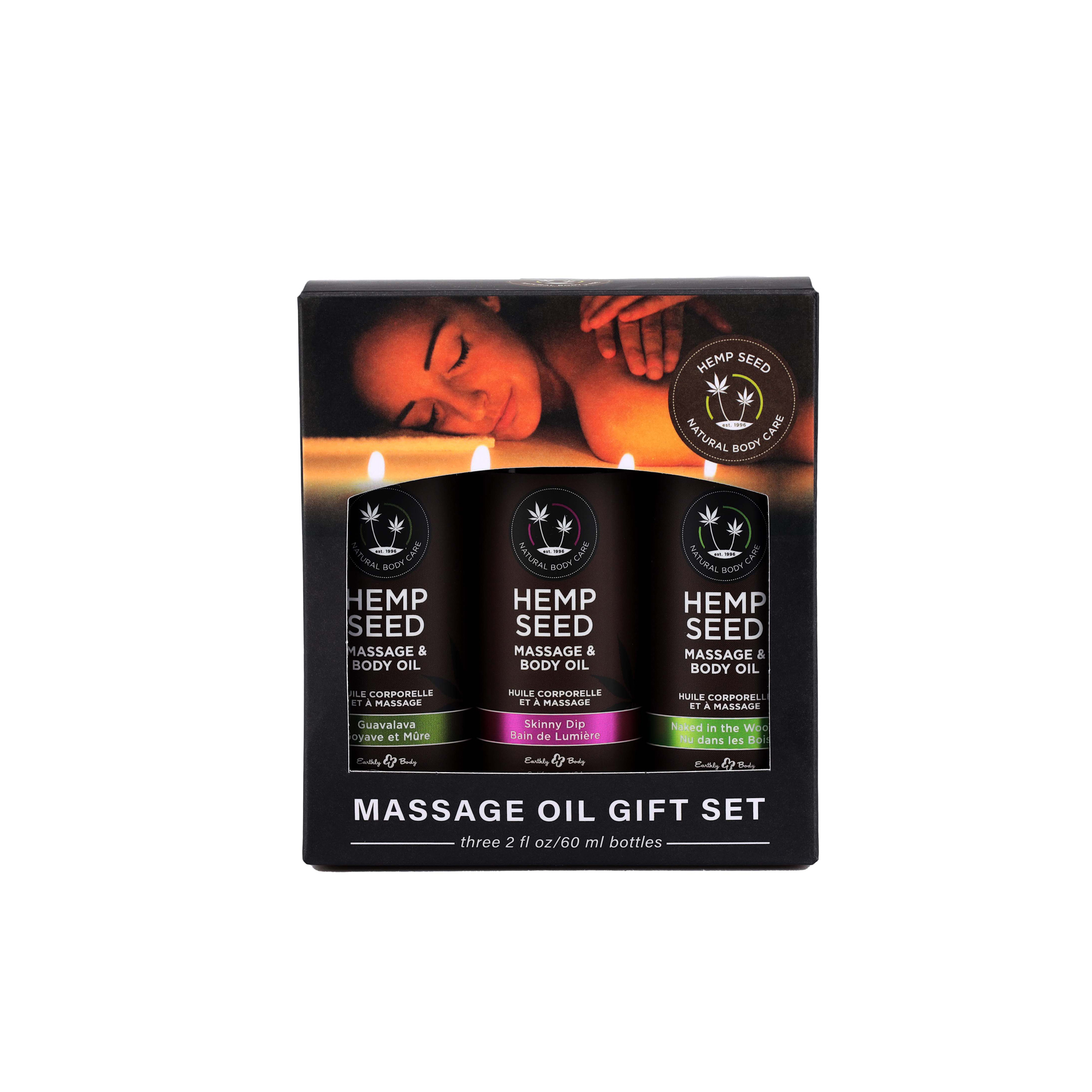 Earthly Body - Hemp Seed Massage and Body Oil Gift Set - - 3 Pack - 2 Fl. Oz. Bottles - Lubricants, Creams & Glides