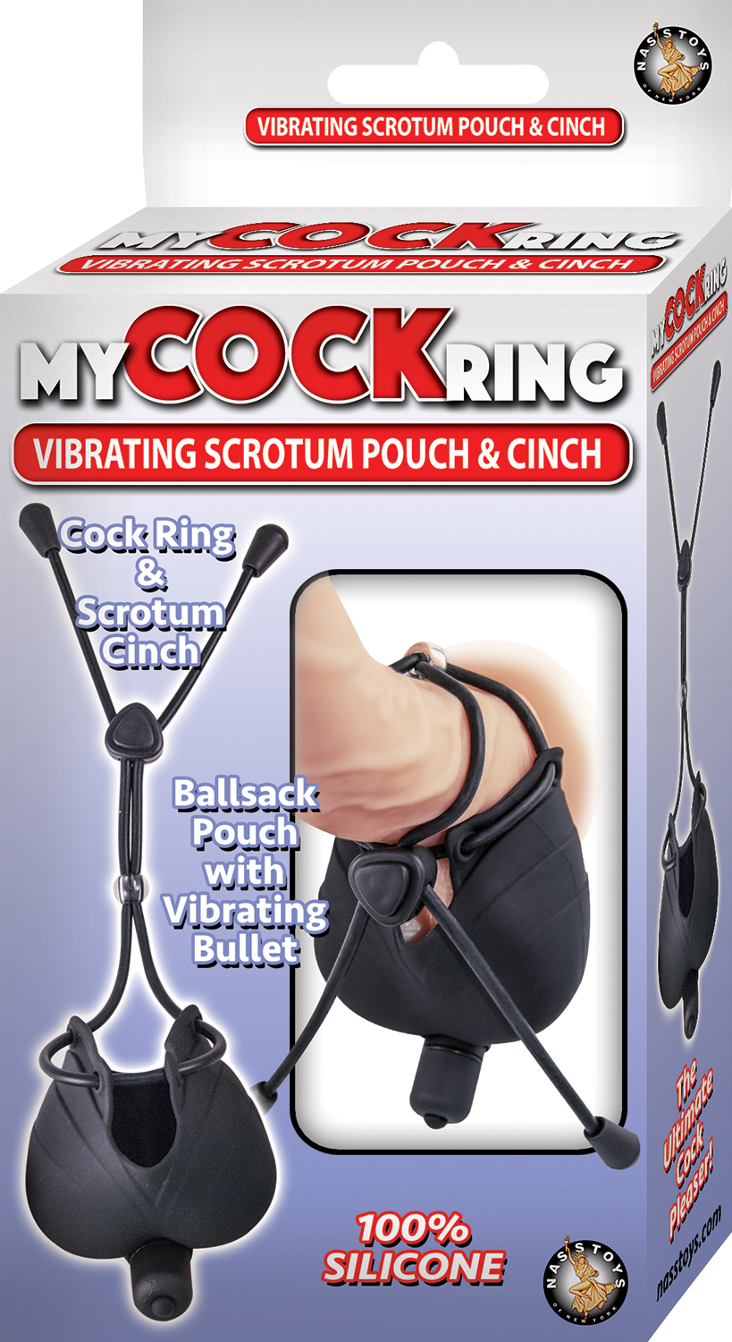 Nasstoys - My Cock Ring Vibrating Scrotum Pouch & Cinch With Bullet Silicone Waterproof Black - Anal Toys & Stimulators - Silicone