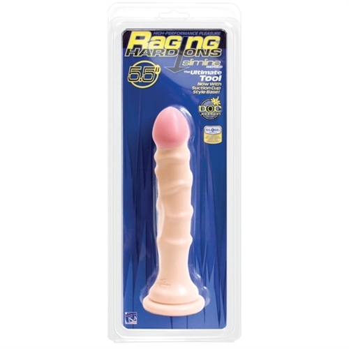 Doc Johnson - Raging Hard-Ons Slimline With Suction Cup 5.5 Inch Dong - Vanilla - Dildos