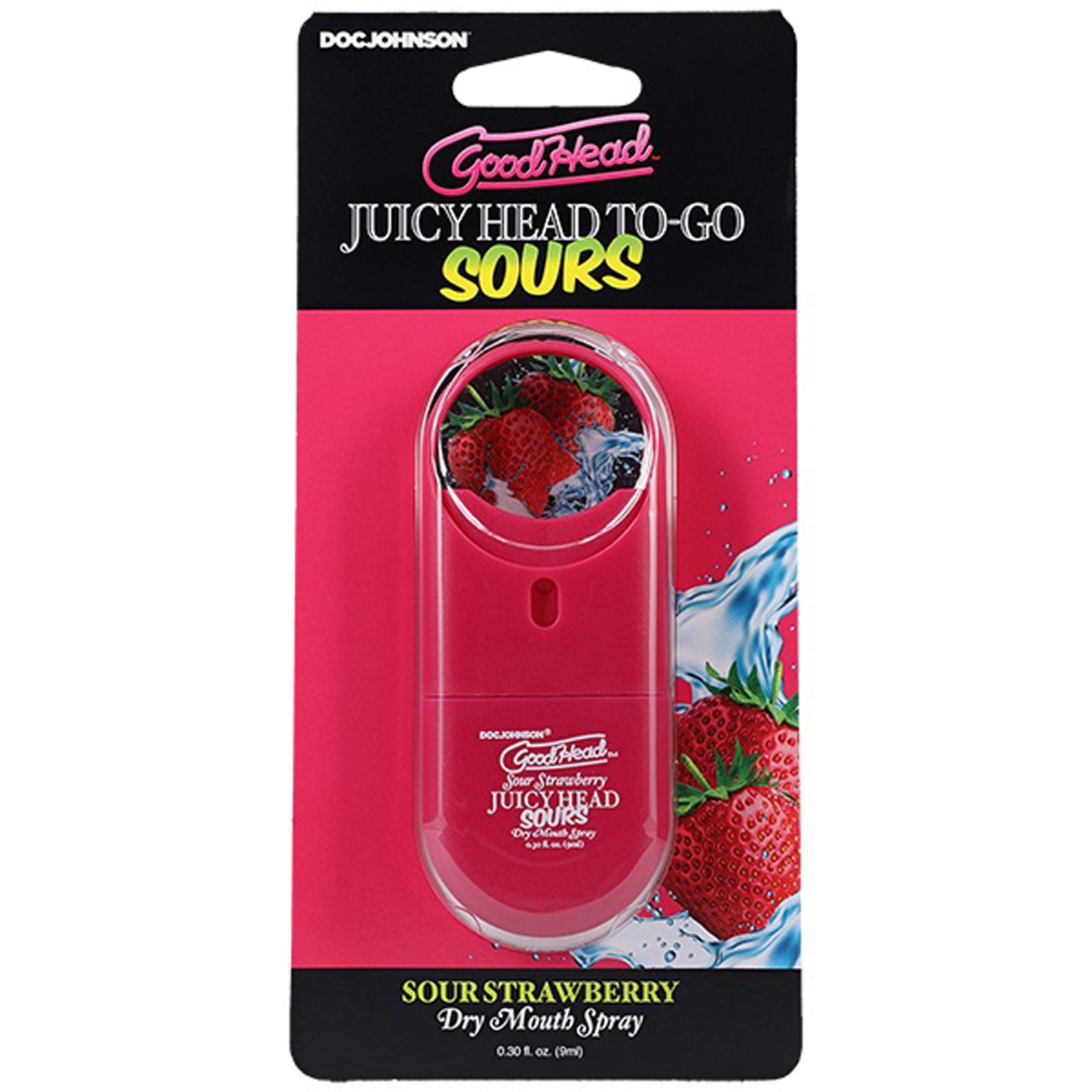 Doc Johnson - GoodHead Juicy Head Dry Mouth Spray To-Go Sour Strawberry 0.3 oz. - Supplements & Enhancers - Liquid