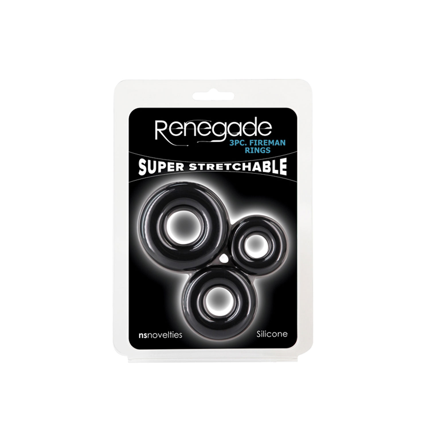 NS Novelties Renegade Fireman Rings 3-Piece Cock Ring Kit Black