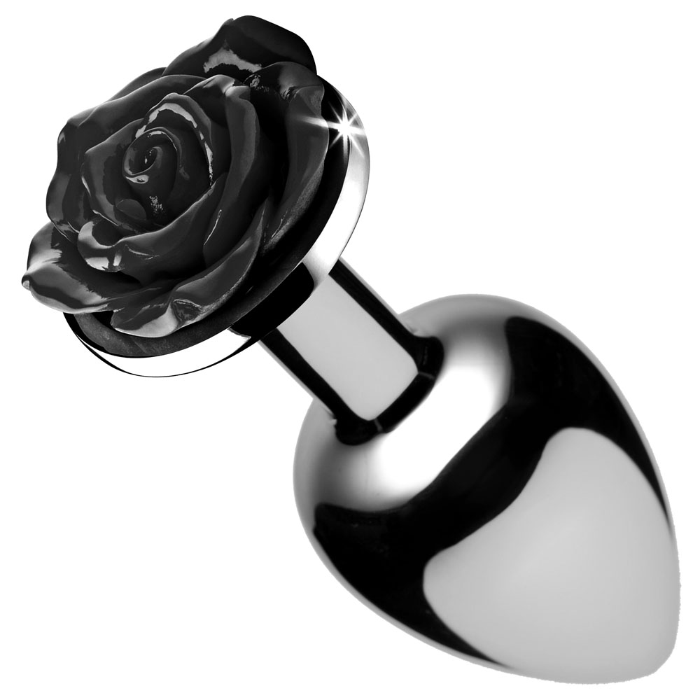 XR Brands - Booty Sparks Black Rose Anal Plug Small - Anal Toys & Stimulators - Metal