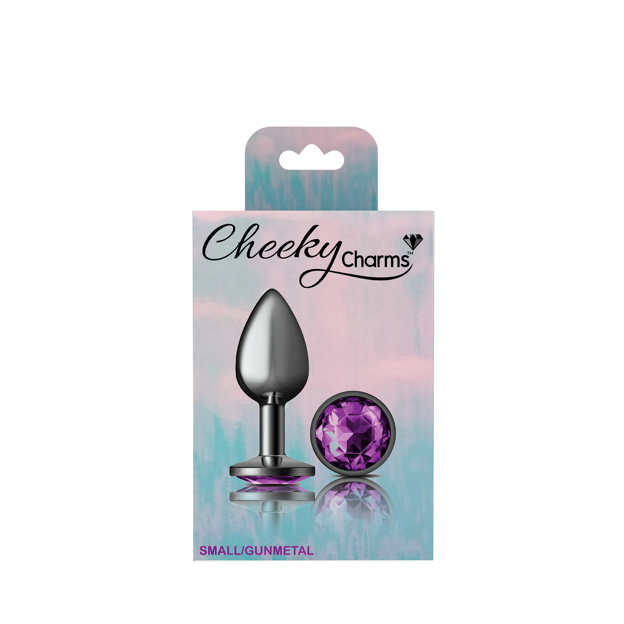 Viben - Purple Round Gem Gunmetal Metal Plug - Sm - Anal Toys & Stimulators