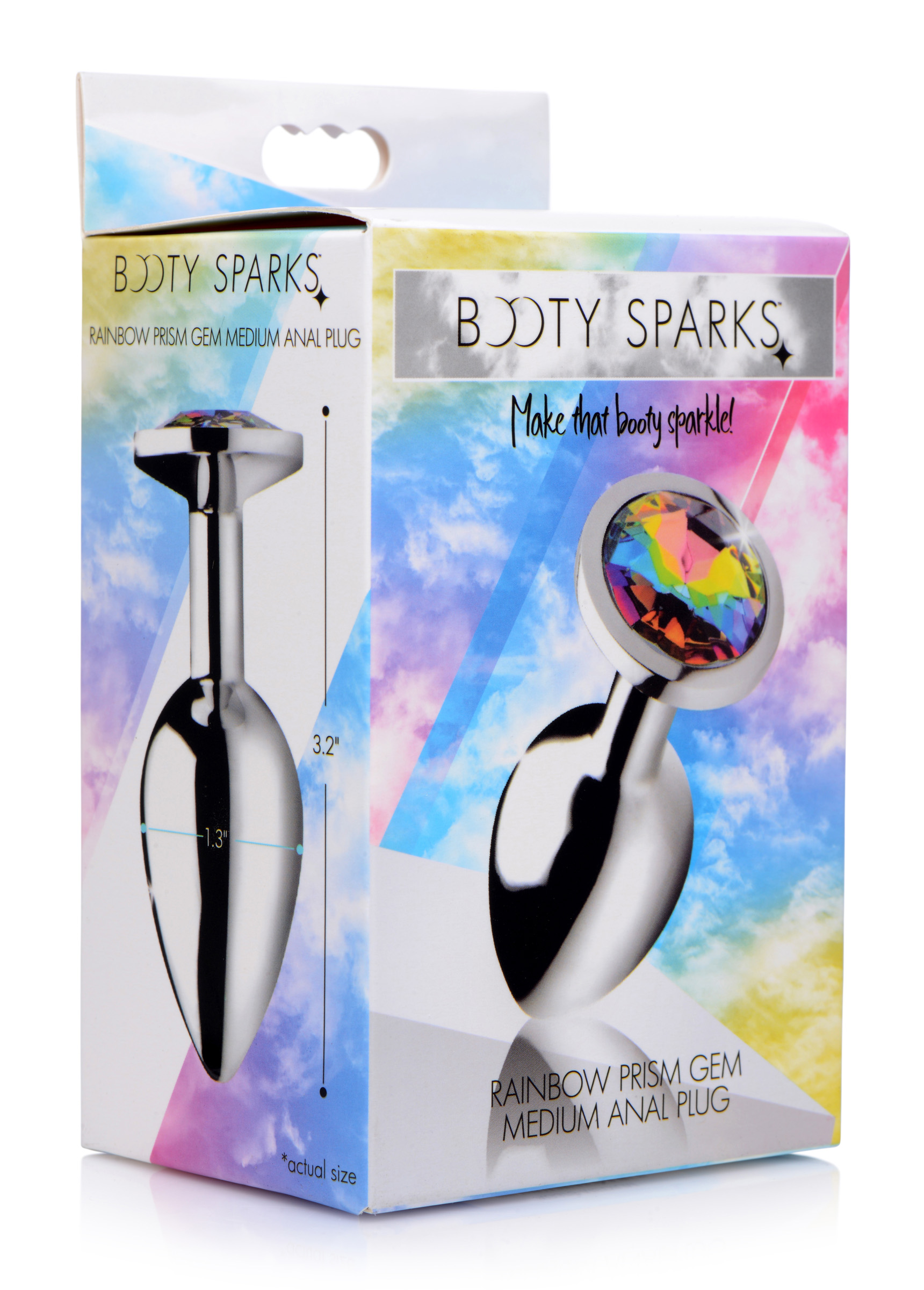 XR Brands - Rainbow Prism Gem Anal Plug - Medium - Anal Toys & Stimulators