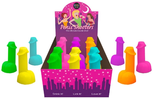 Kheper Games - Neon Penis Shooters - 12 Piece Display - Bachelor & Bachelorette Items