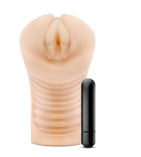 Blush - Enlust Georgia Male Masturbator With Bullet Vibrator - Beige - Masturbation Aids for Males