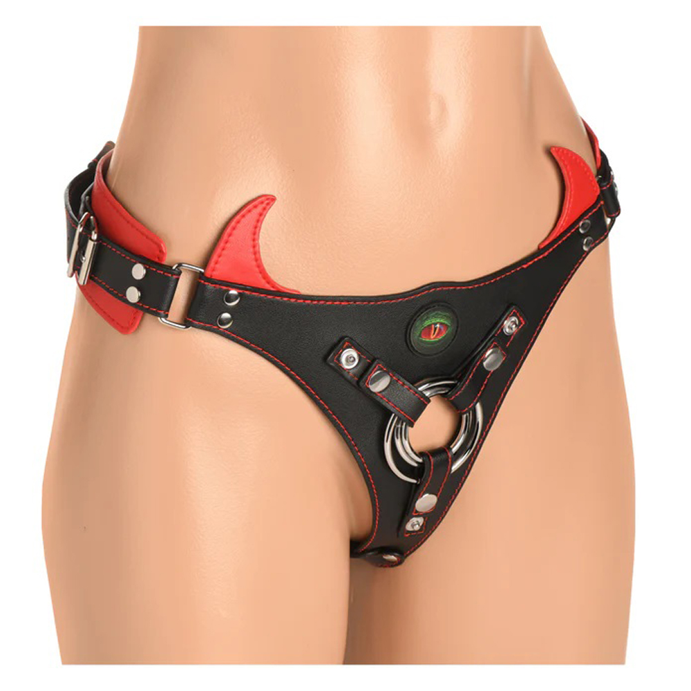 XR Brands - Horny Devil Strap-on Harness Red - Harnesses & Strap-Ons