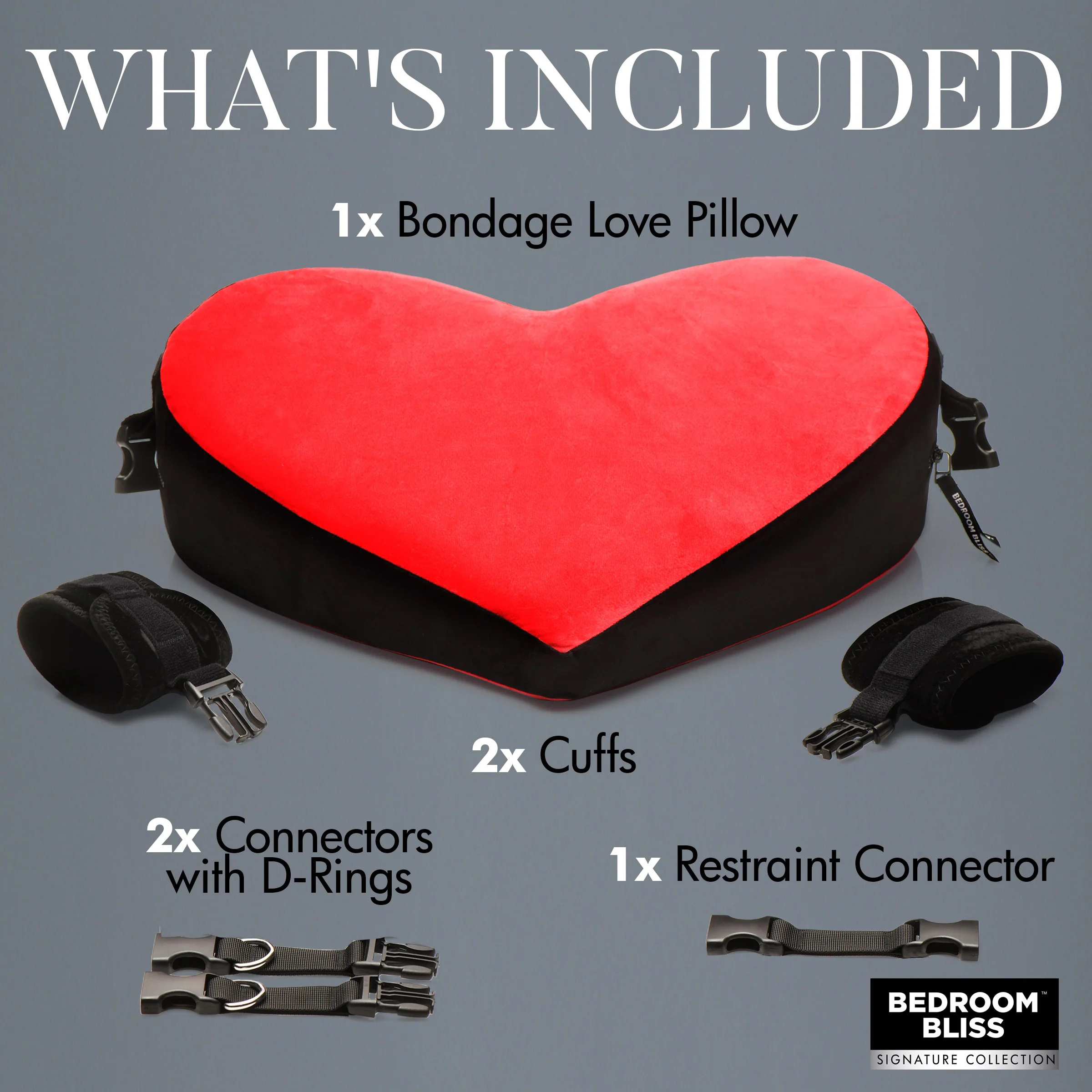 XR Brands - Bondage Love Pillow - Black/red - Bedroom Play Gear