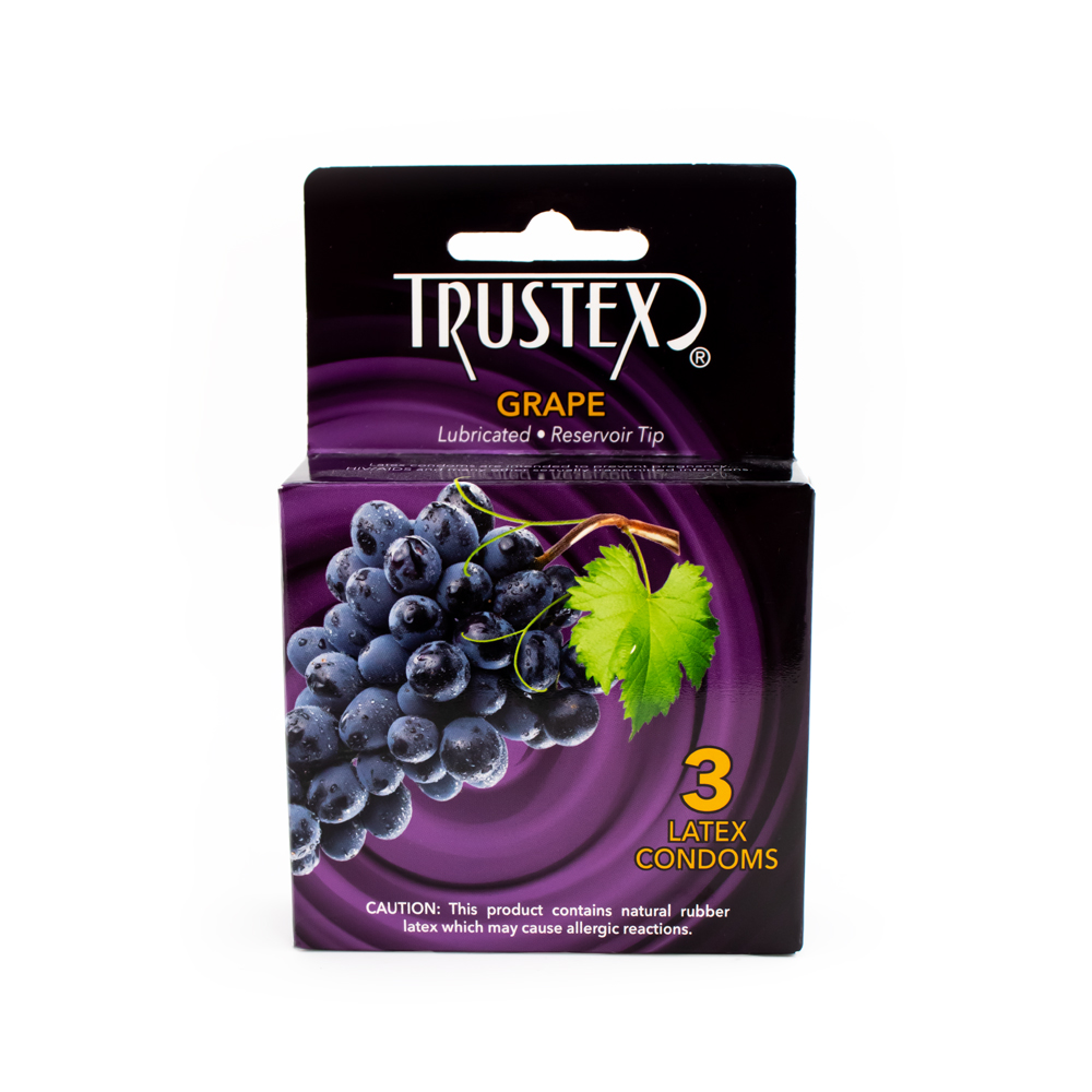 Paradise Marketing - Trustex Flavored Lubricated Condoms 3 Pack Grape - Condoms