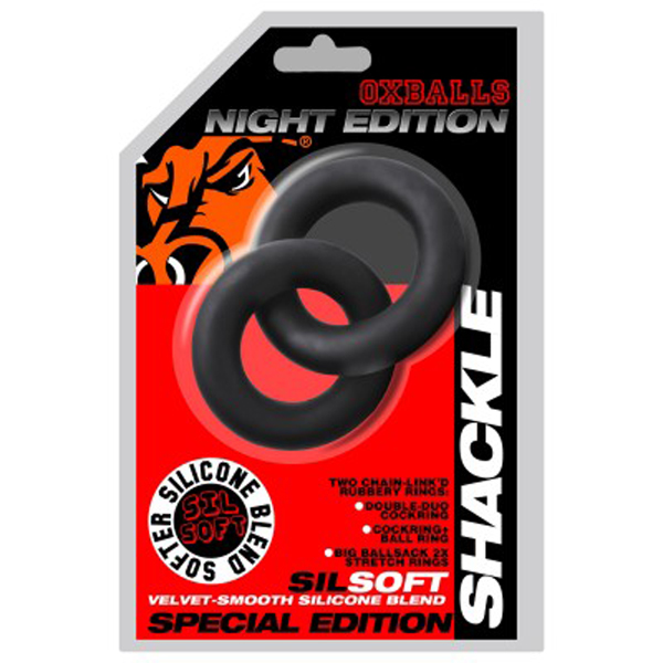 Oxballs - Oxballs Shackle Double Link''d Cock/Ball Rings Special Edition Night - Cockrings - Silicone