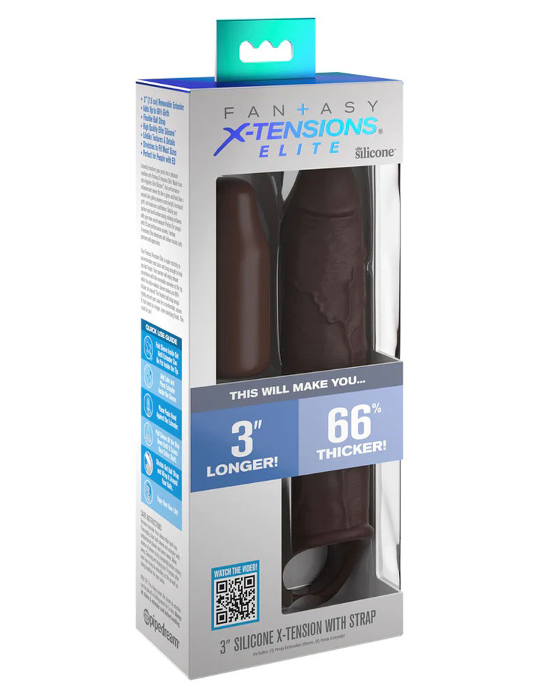 Pipedream Fantasy X-tensions Elite 7 in. Silicone Extension with Strap & 3 in. Extender Brown