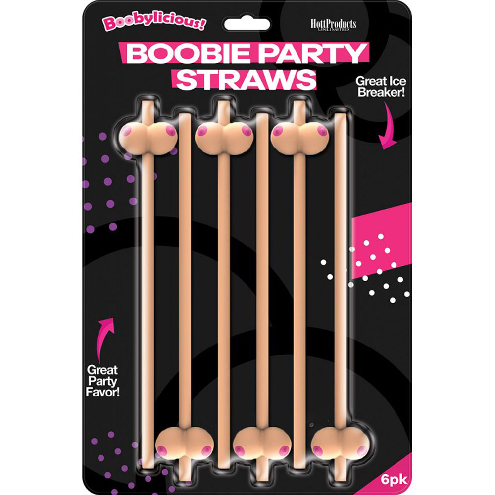 Hott Products - Boobie Straws 6 Pk - Flesh Color - Bachelor & Bachelorette Items
