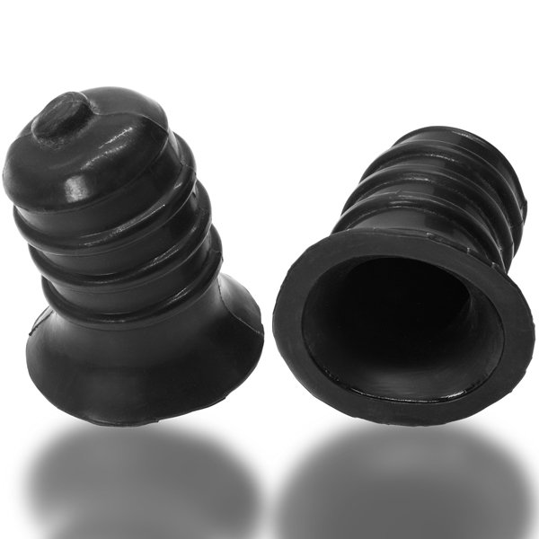 Oxballs - Ribnibs Curved Springy-Ribbed Nipsuckers - Black - Bondage & Fetish Toys