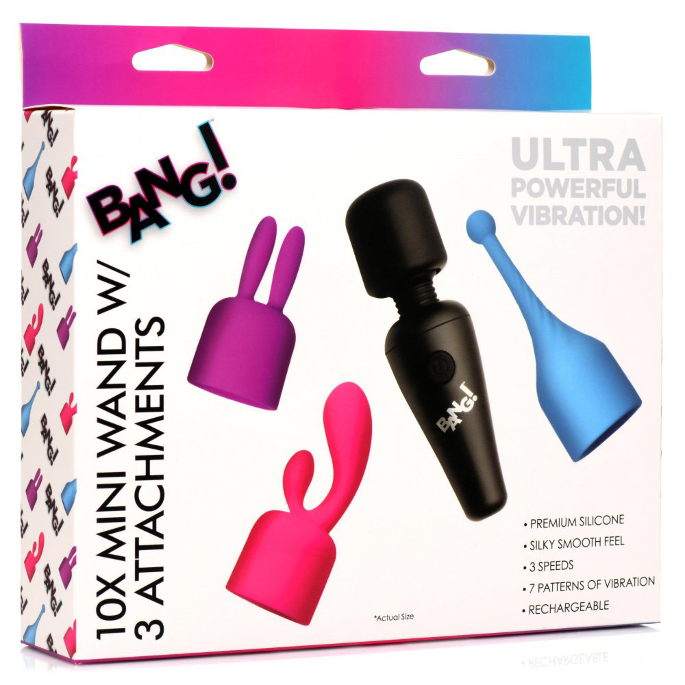 XR Brands - Bang - 10x Mini Wand With 3 Attachments - Massagers