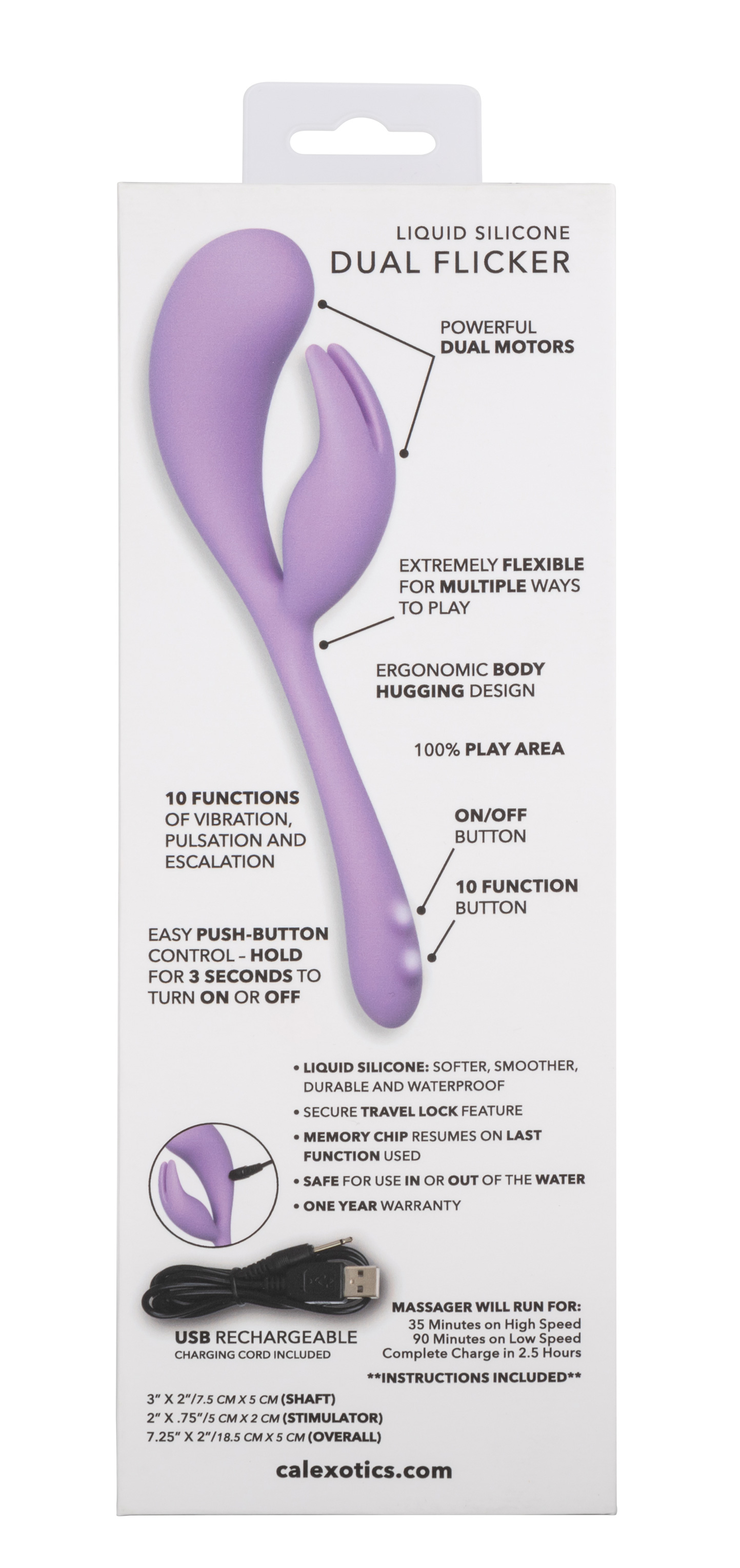 CalExotics - Elle Liquid Silicone Dual Flicker - Eco-Friendly