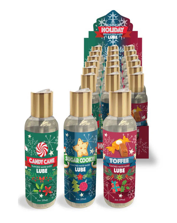 Little Genie - Holiday Lubricant Display of 18, 3 Flavors - Displays-Bowls & Wall Displays