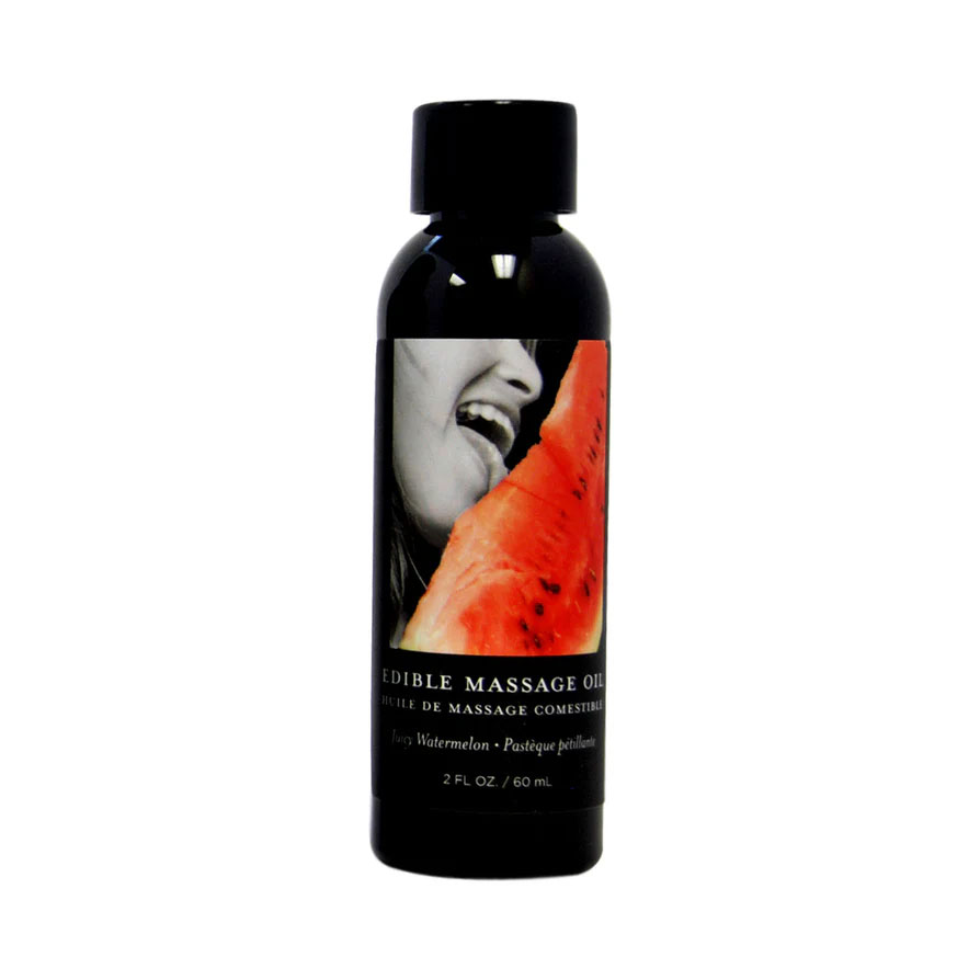 Earthly Body - Edible Massage Oil Gift Set Box - 2 Fl. Oz. Bottles - Strawberry, Watermelon, Vanilla - Bath & Body