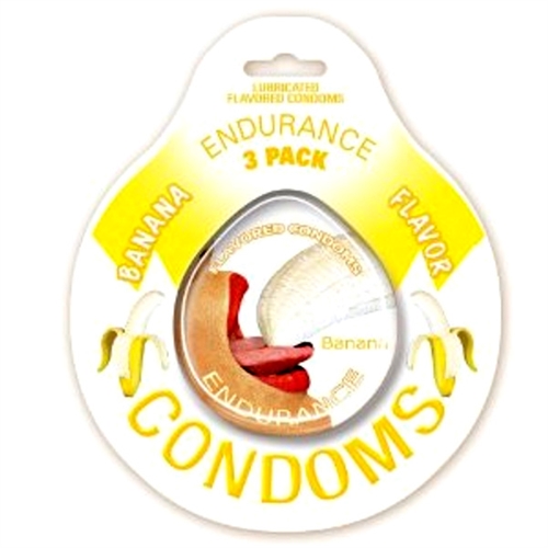 Hott Products - Endurance Condoms - Banana - 3 Pack - Condoms