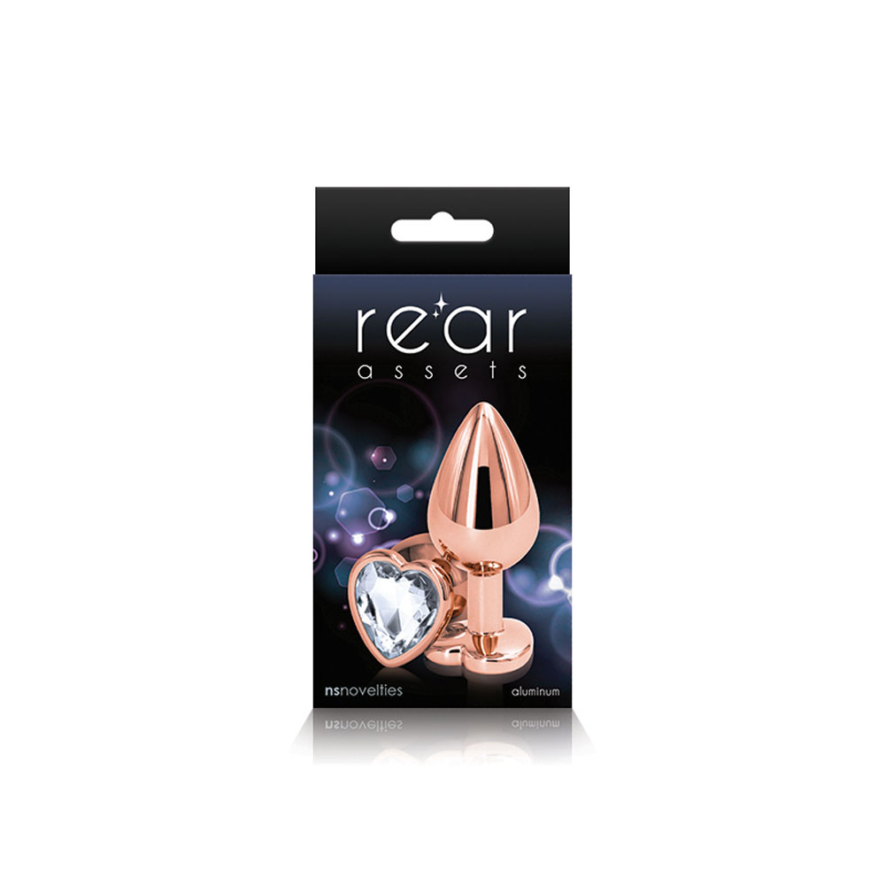 nsnovelties - Rear Assets - Rose Gold Heart - Medium - Clear - Anal Toys & Stimulators