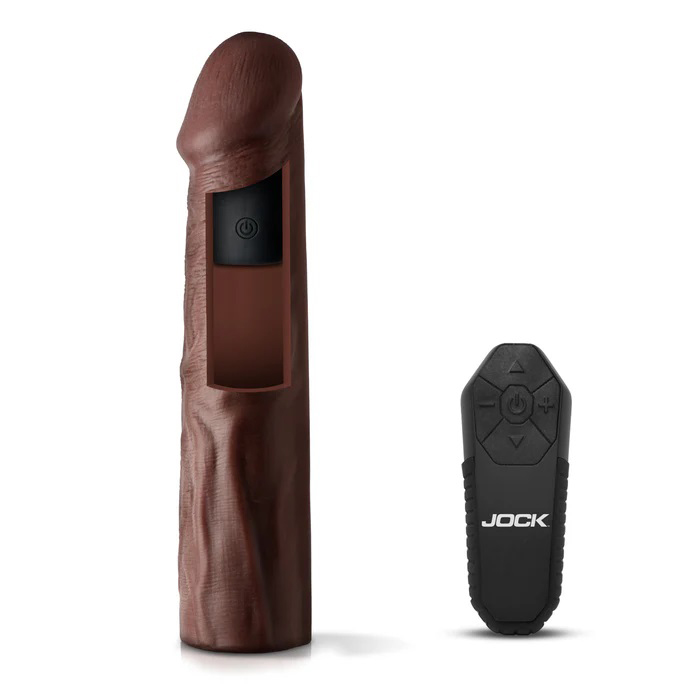 Curve Toys - Jock Vibrating Penis Extension with Remote - Dark - Penis Extension & Sleeves