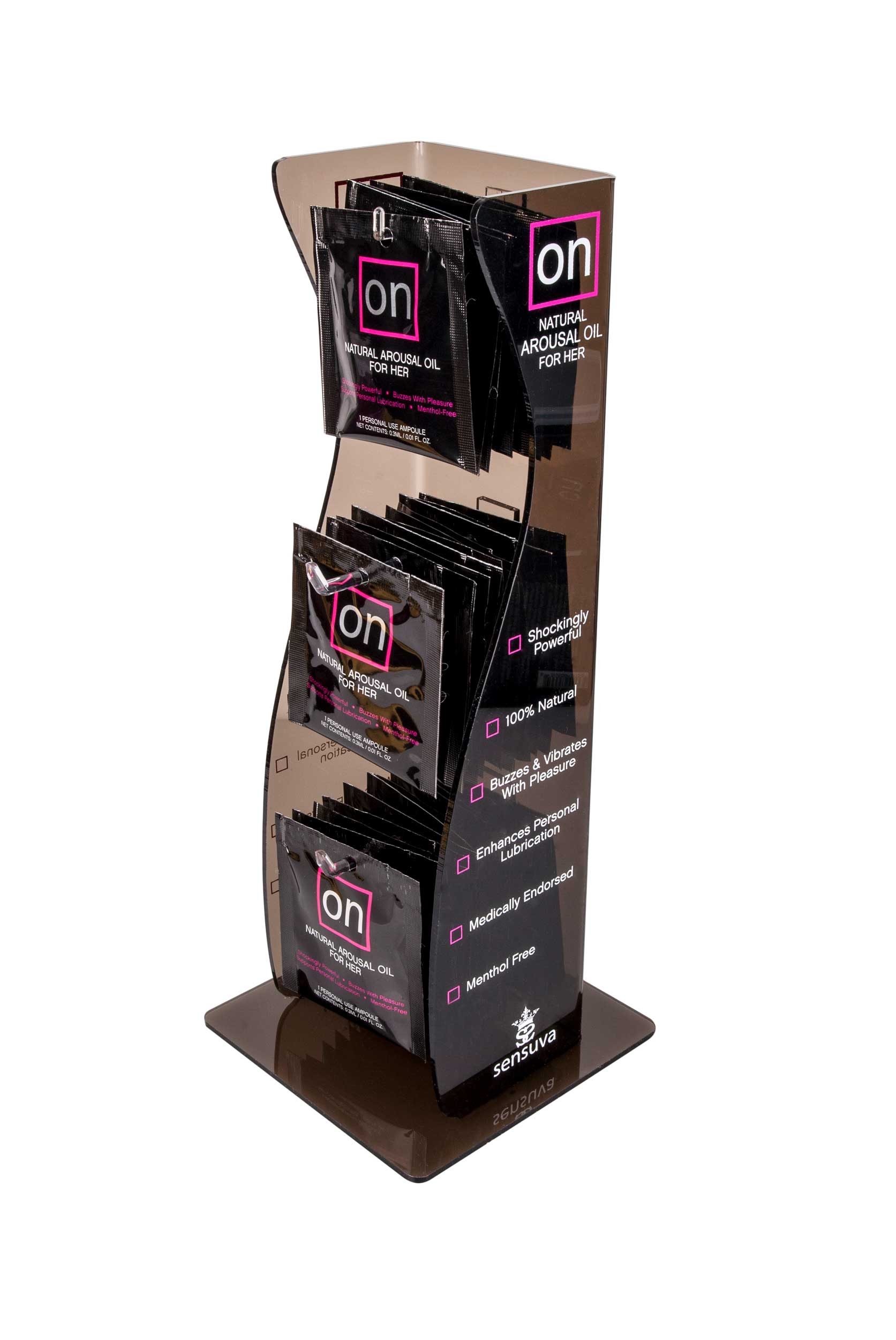 Sensuva - On Arousal Oil Original 40 Piece Single Use Ampoule Tower Display - Black - Displays-Bowls & Wall Displays