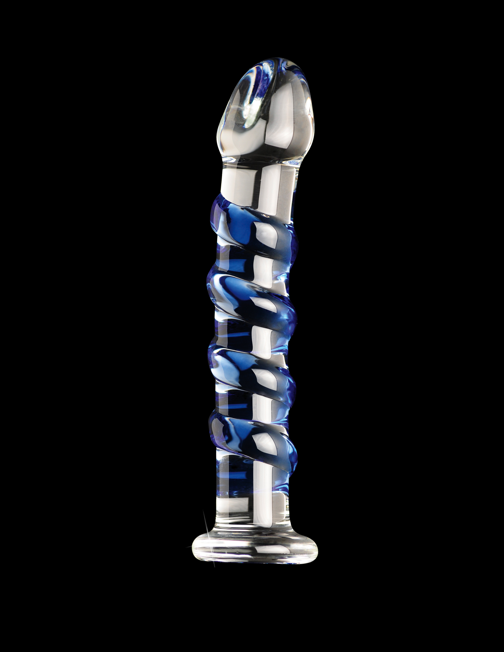 Pipedream - Icicles No. 5 Curved Ribbed 7 in. Glass Dildo Blue/Clear - Dildos - Glass