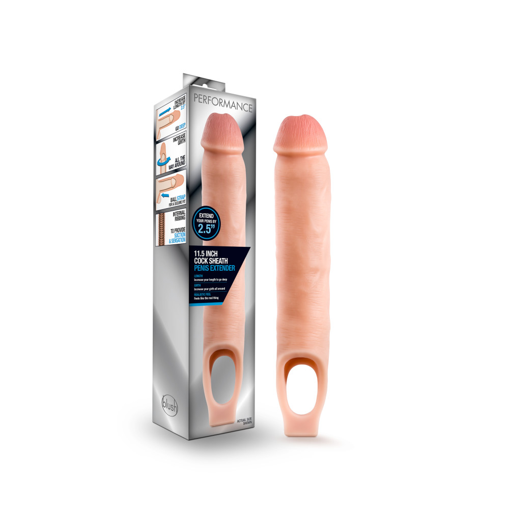 Blush - Performance - 11.5 Inch Cock Sheath Penis Extender - Vanilla - Cockrings