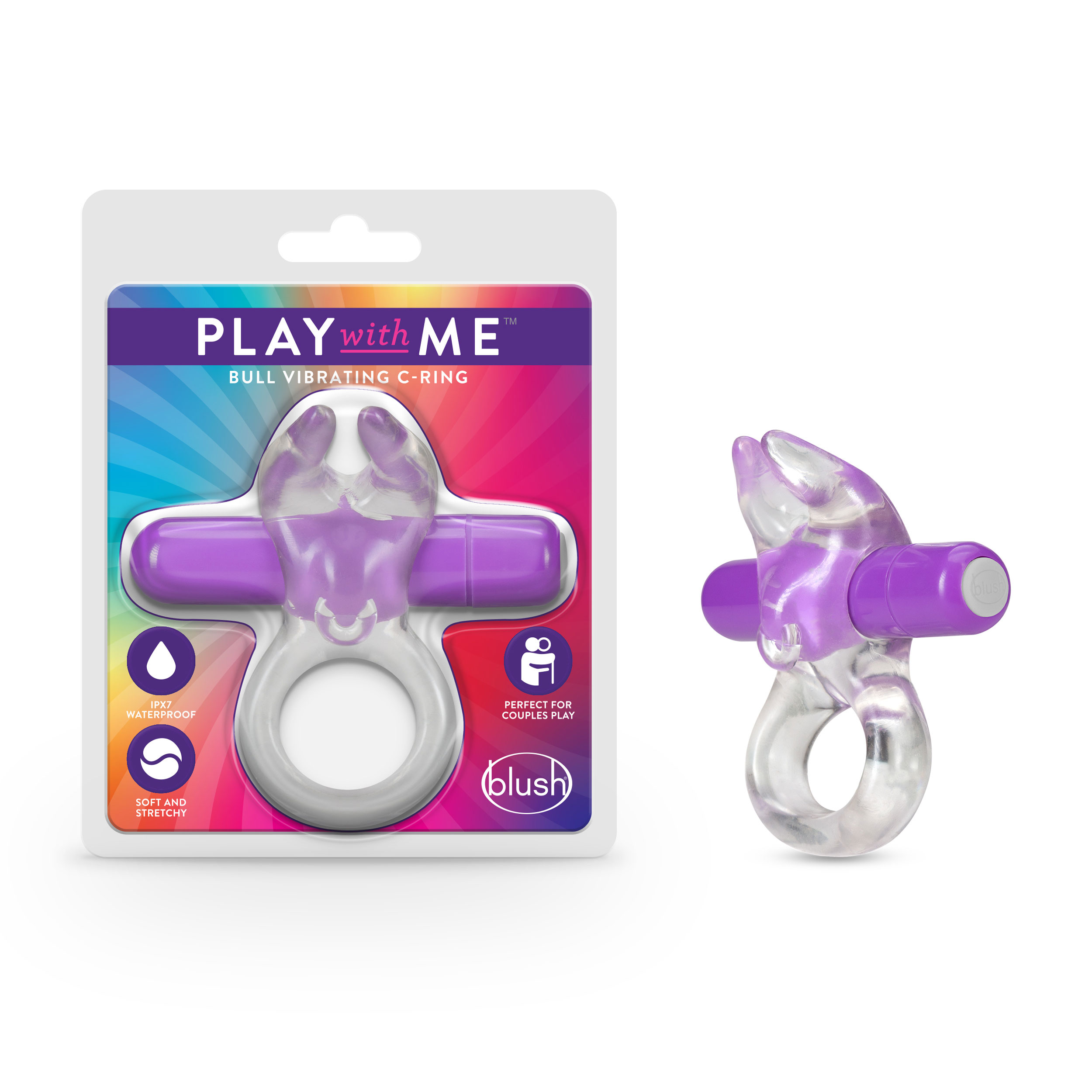 Blush - Play With Me – Bull Vibrating C-Ring - Purple - Clit Stimulators
