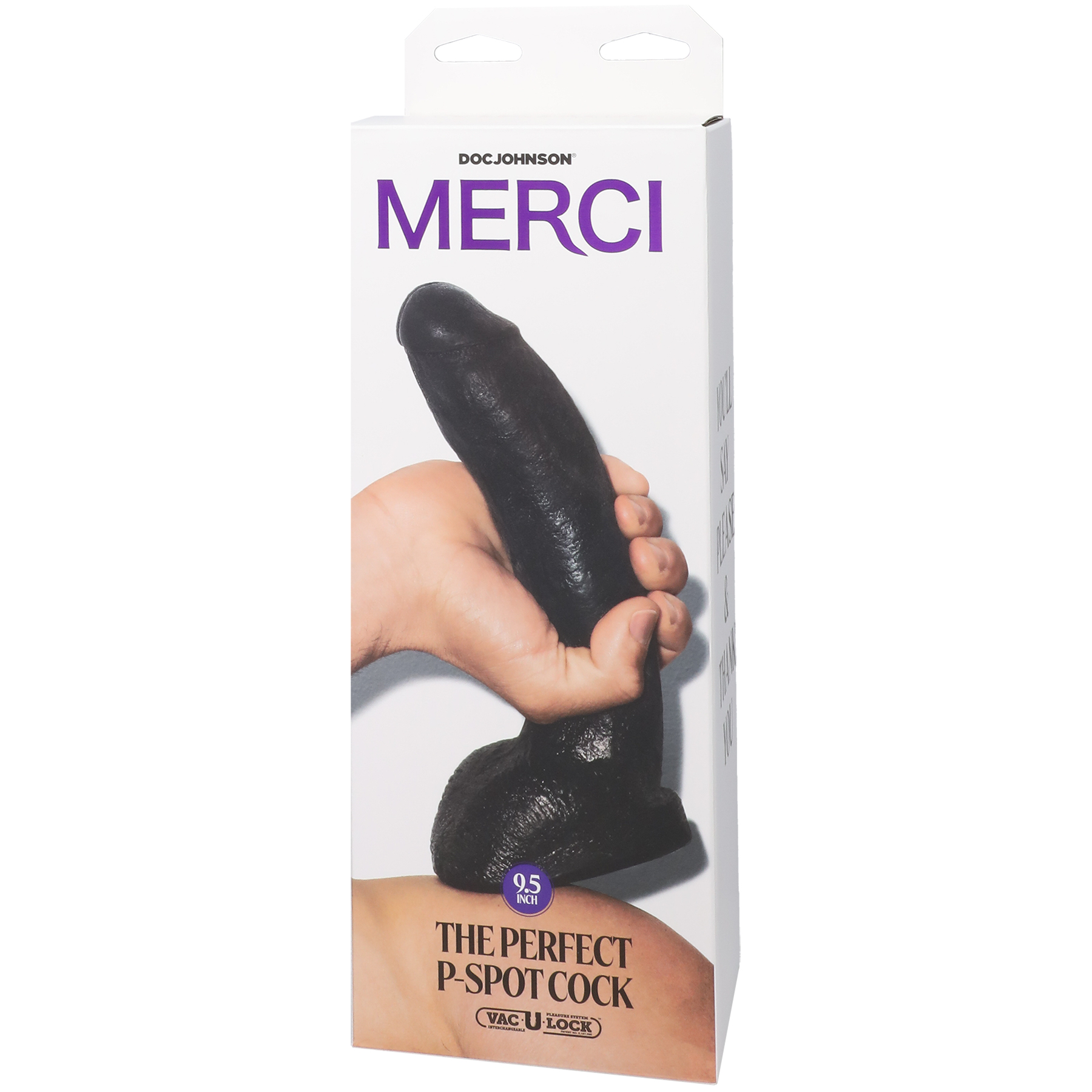 Doc Johnson - Merci The Perfect P-Spot Cock 9.5 in. Dildo with Removable Vac-U-Lock Suction Cup - Dildos - TPE/TPR/Elastomers
