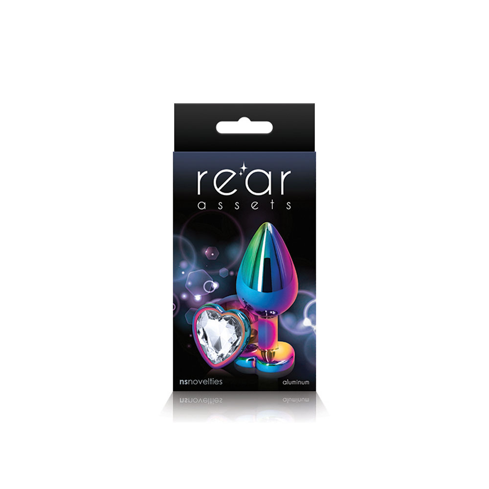 nsnovelties - Rear Assets - Multicolor Heart - Medium - Clear - Anal Toys & Stimulators