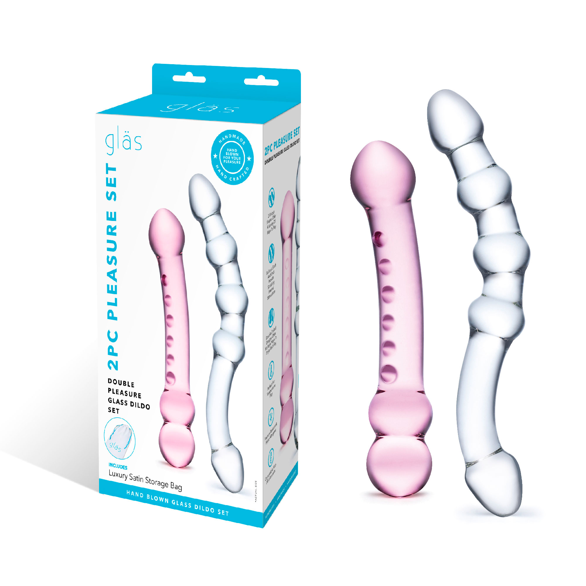 Electric Eel Glas 2-Piece Double Pleasure Glass Dildo Set