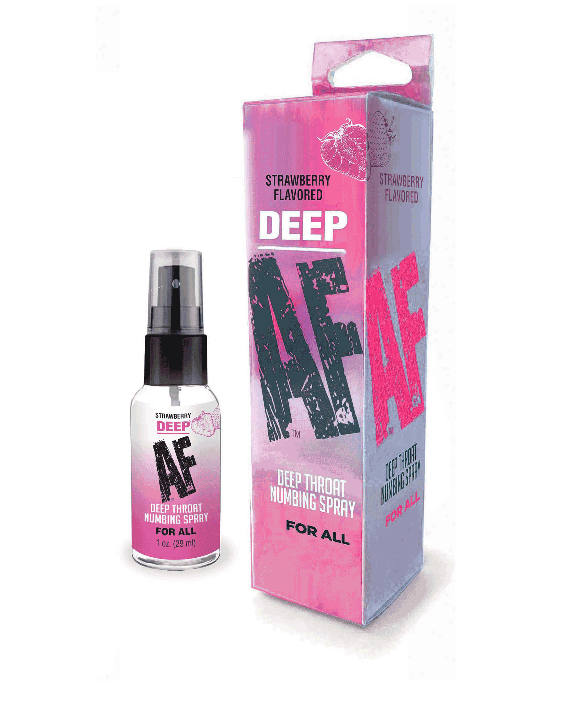 Little Genie - Deep AF Strawberry Flavored Deep Throat Numbing Spray 1 oz. - Supplements & Enhancers - Liquid