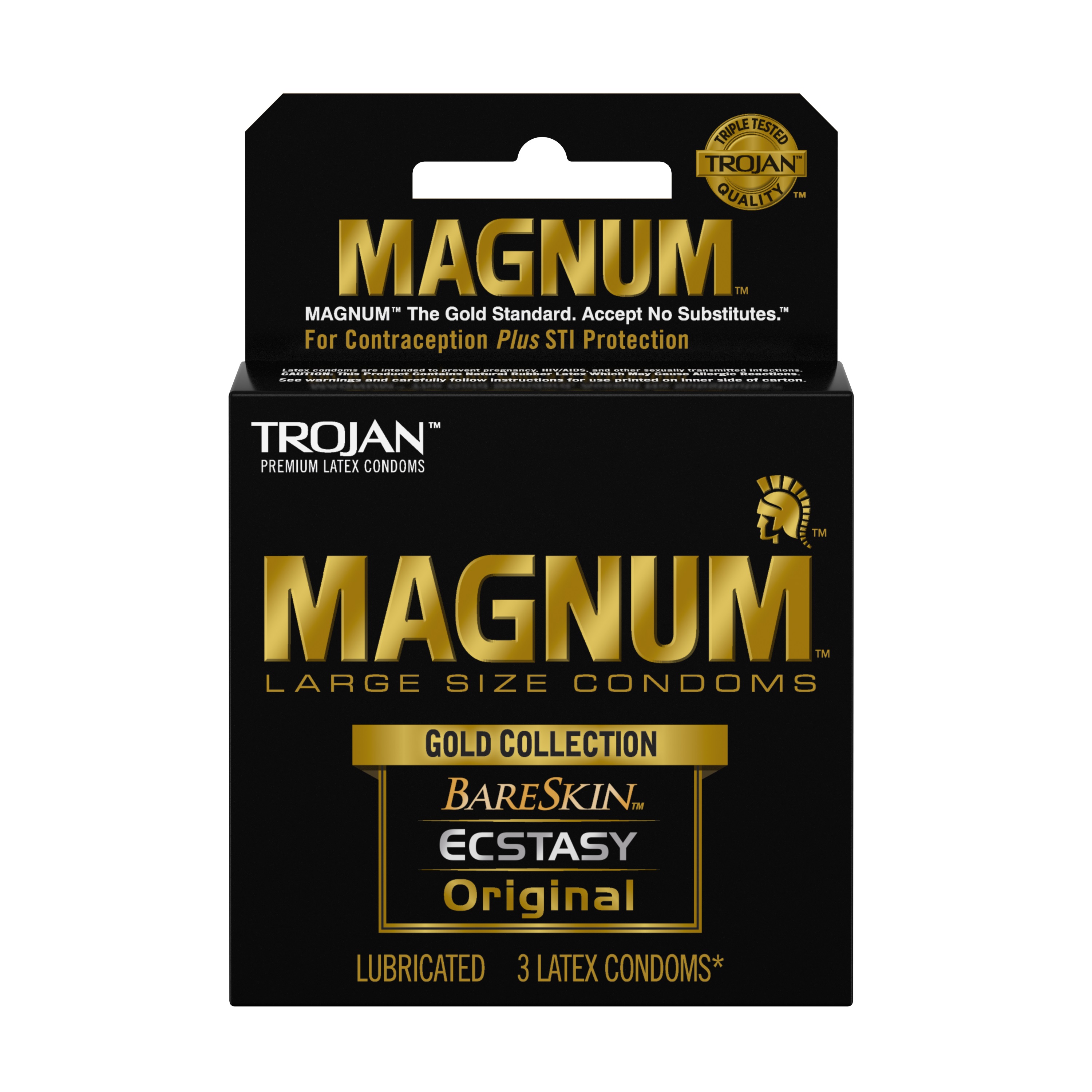 Paradise Marketing - Trojan Magnum Large Size Gold Collection Condoms - 3 Pack - Condoms