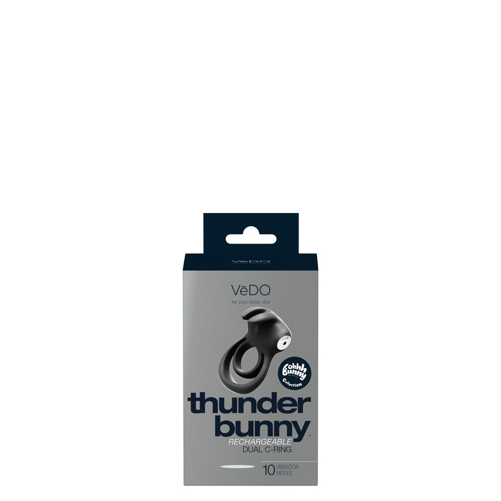 VeDO - Thunder Bunny Rechargeable Dual Ring - Black Pearl - Cockrings