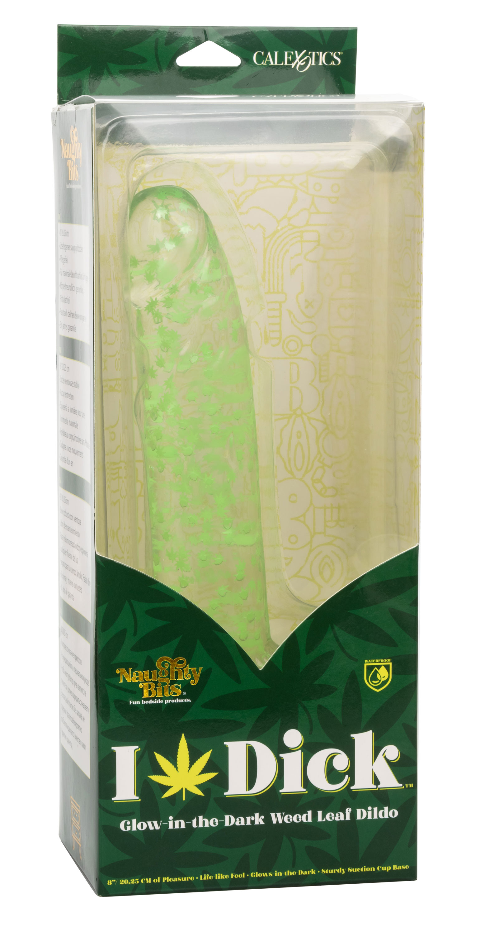 CalExotics - Naughty Bits I Leaf Dick Glow-in-the-Dark Weed Leaf Dildo - Glow in the Dark - Dildos