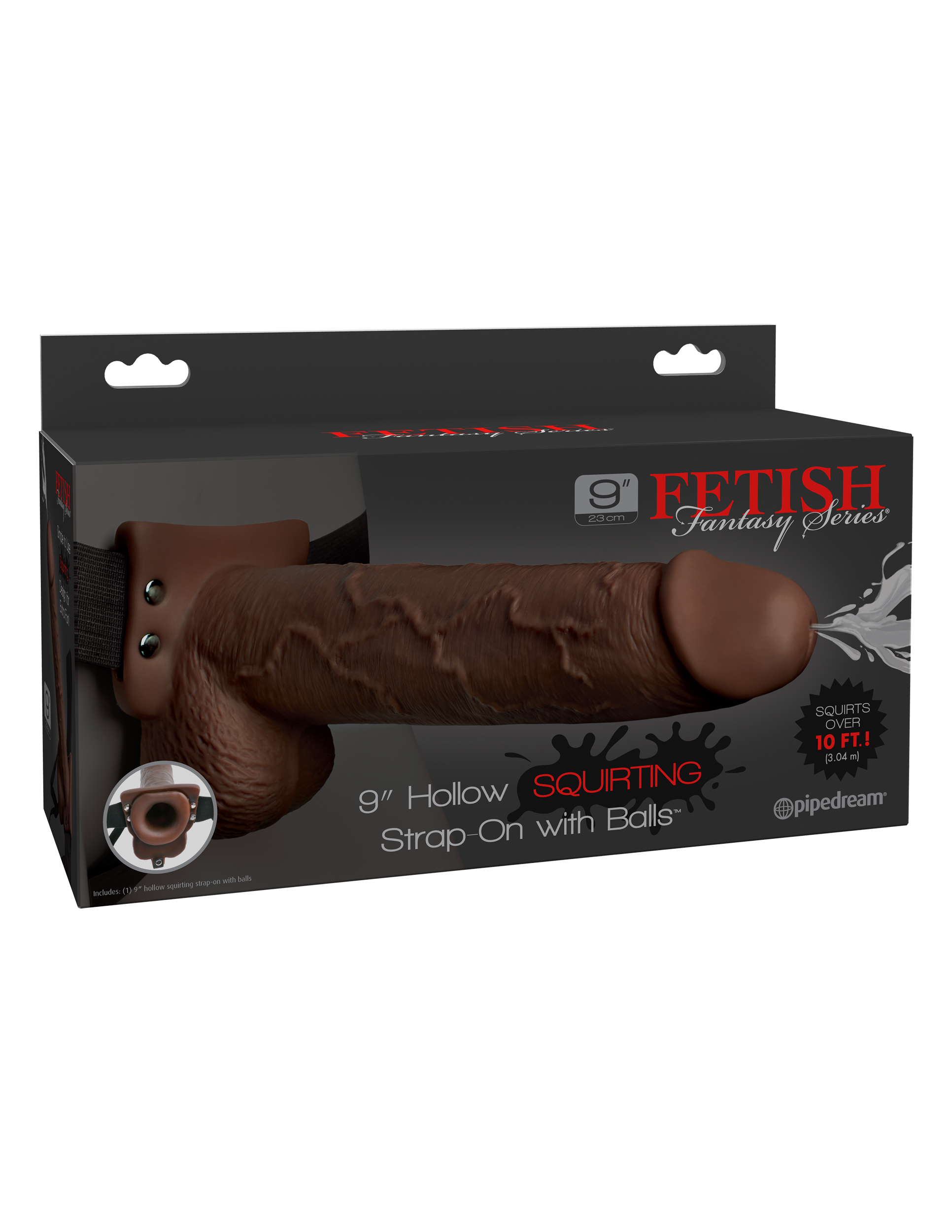 Pipedream - Fetish Fantasy Series 9 Inch Hollow Squirting Strap-on With Balls - Brown - Dildos