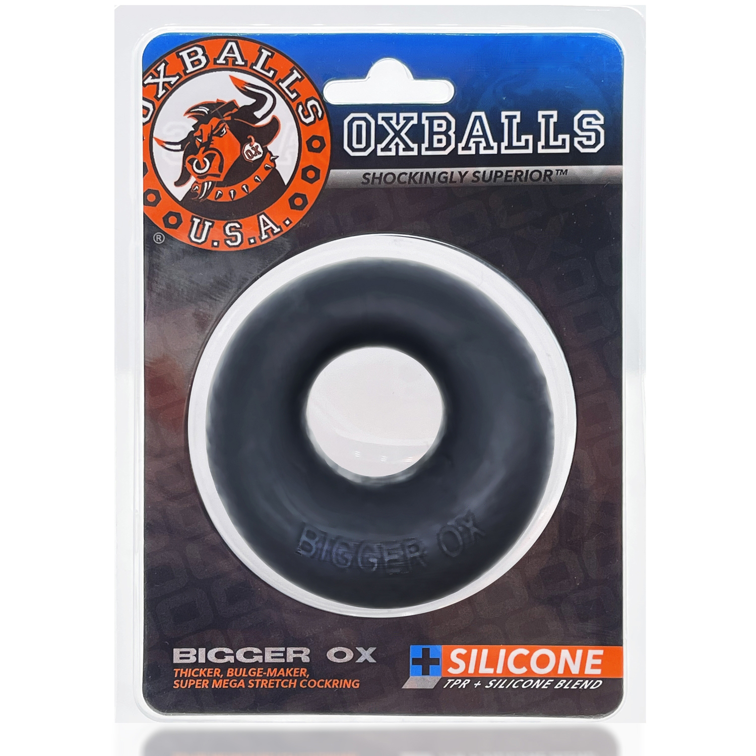 Oxballs - OxBalls Bigger Ox Thick Cockring Silicone TPR Black Ice - Cockrings - Silicone
