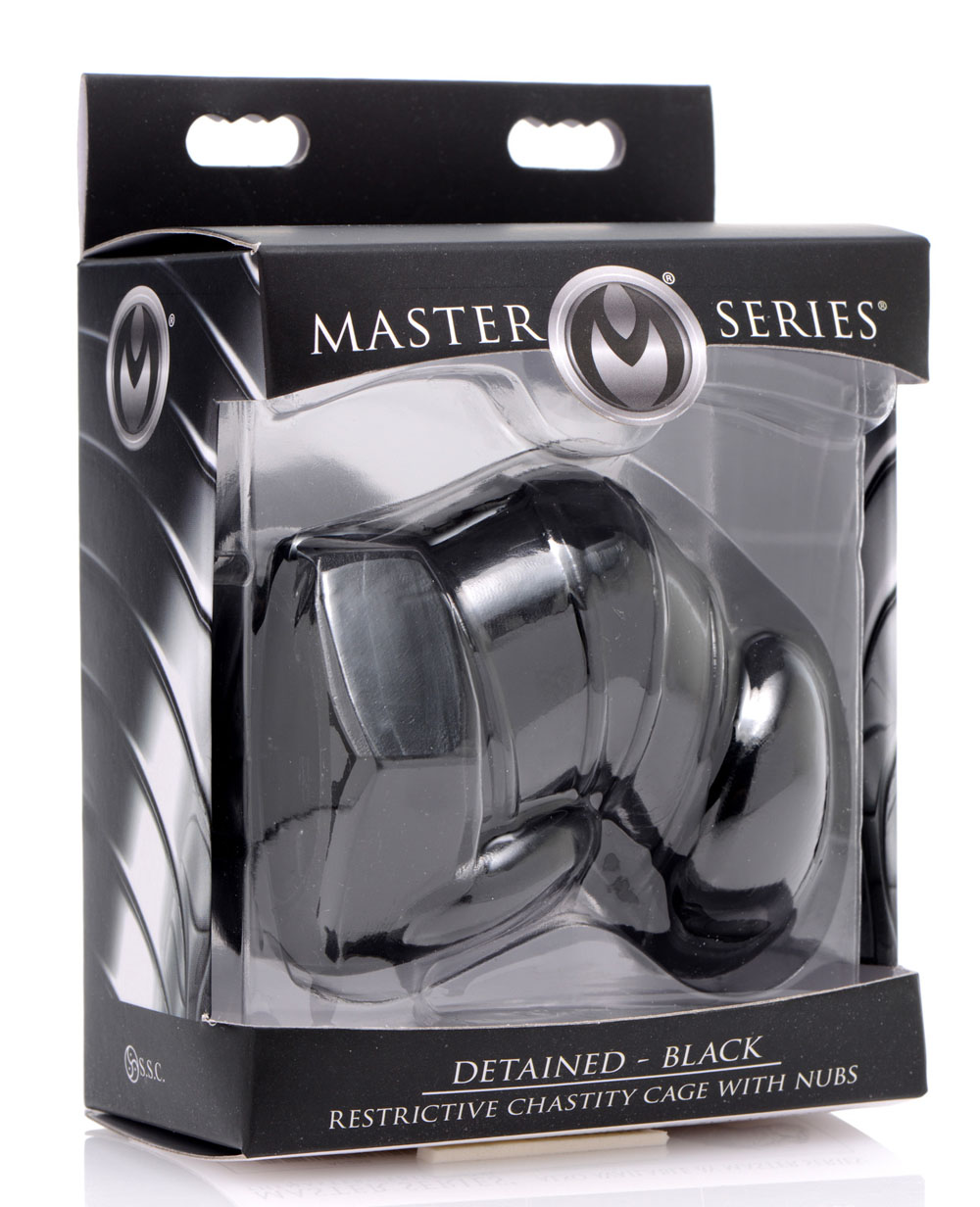 XR Brands - Master Series Detained - Black Restrictive Chastity Cage - Bondage & Fetish Toys