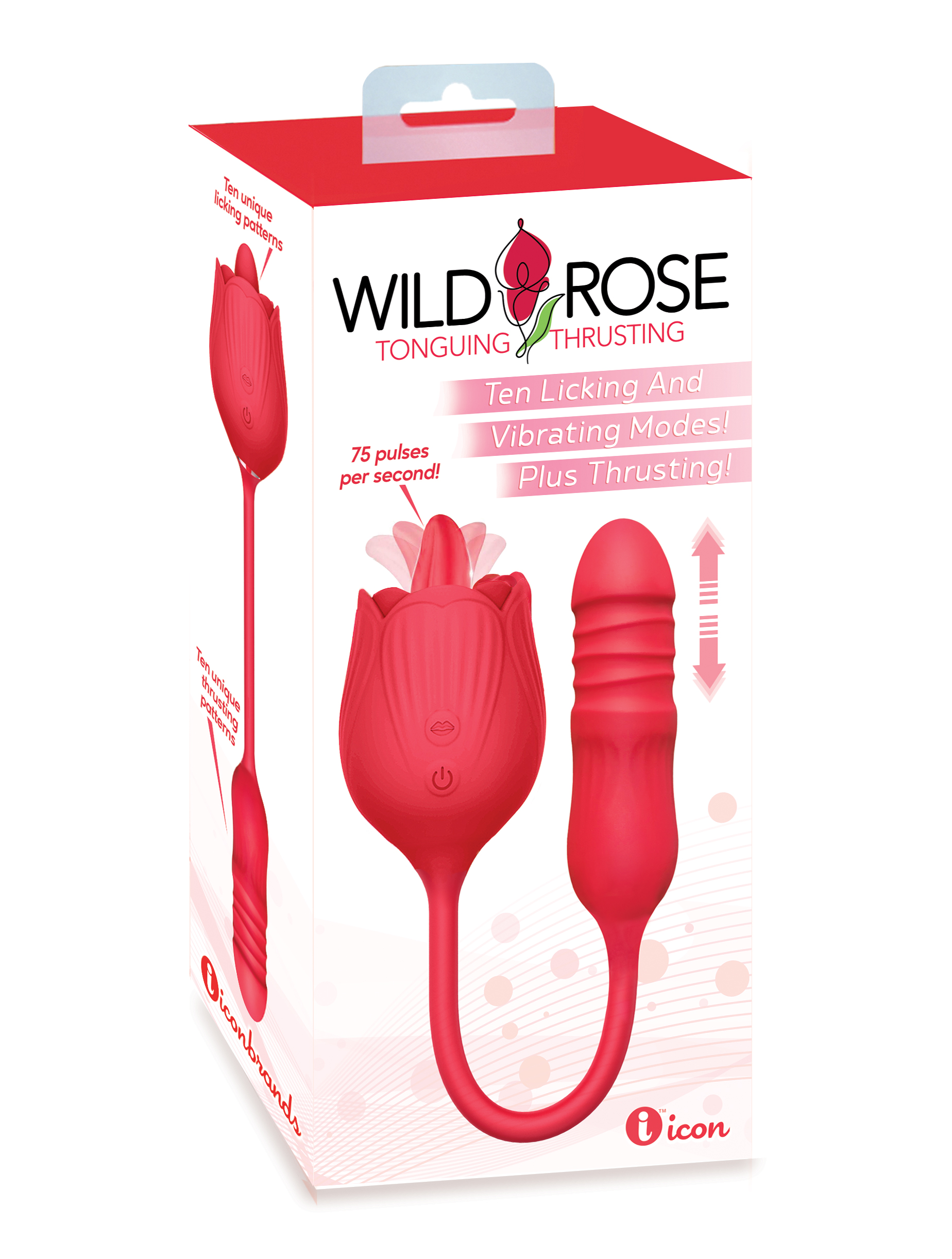 Icon Brands - Wild Rose Tonguing Thrusting - Red - Eco-Friendly
