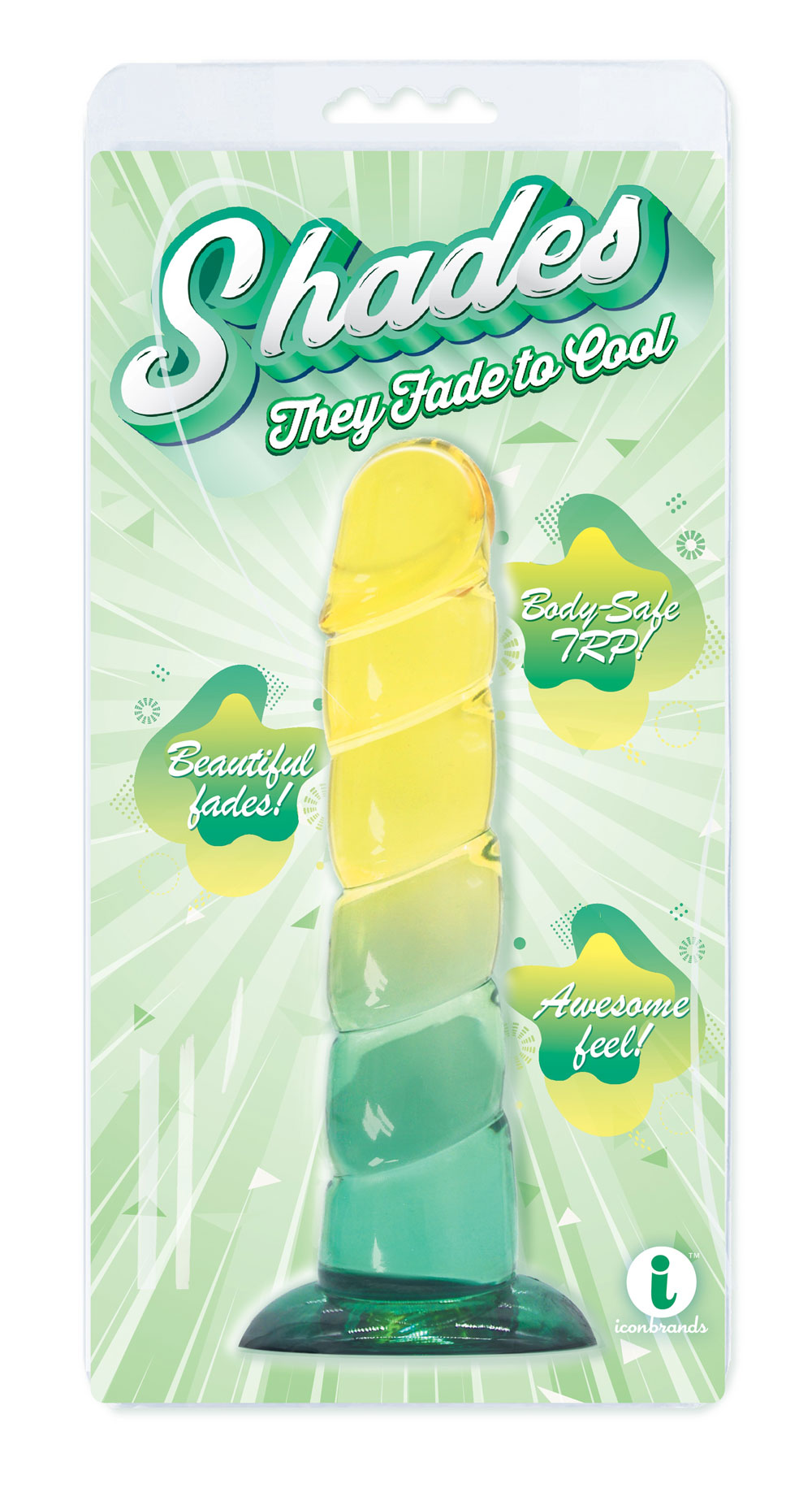 Icon Brands - Shades Swirl 7.5 in. Dildo Yellow/Mint - Dildos - TPE/TPR/Elastomers