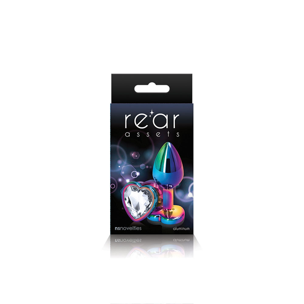 nsnovelties - Rear Assets - Multicolor Heart - Small - Clear - Anal Toys & Stimulators