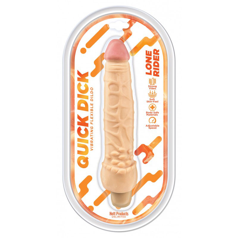 Hott Products - Lone Rider Quick Dick - Vibrating Flex Dildo - 6 Inch - Dildos & Dongs