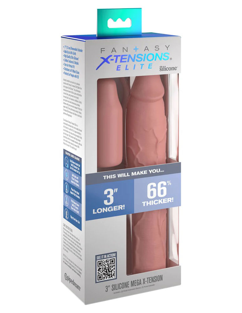 Pipedream - Fantasy X-Tensions Elite 9 Inch Sleeve With 3 Inch Plug - Light - Penis Extension & Sleeves