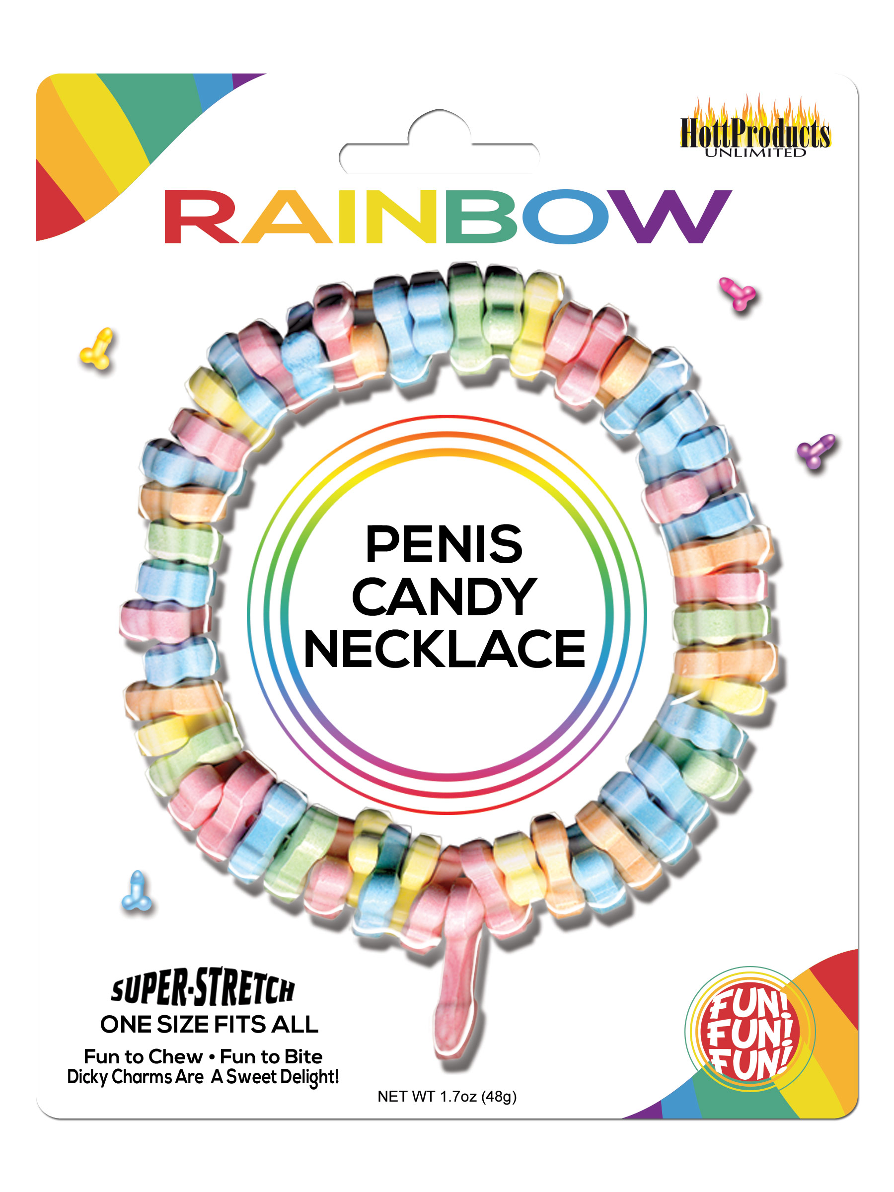 Hott Products - Rainbow Penis Candy Necklace - Party Supplies