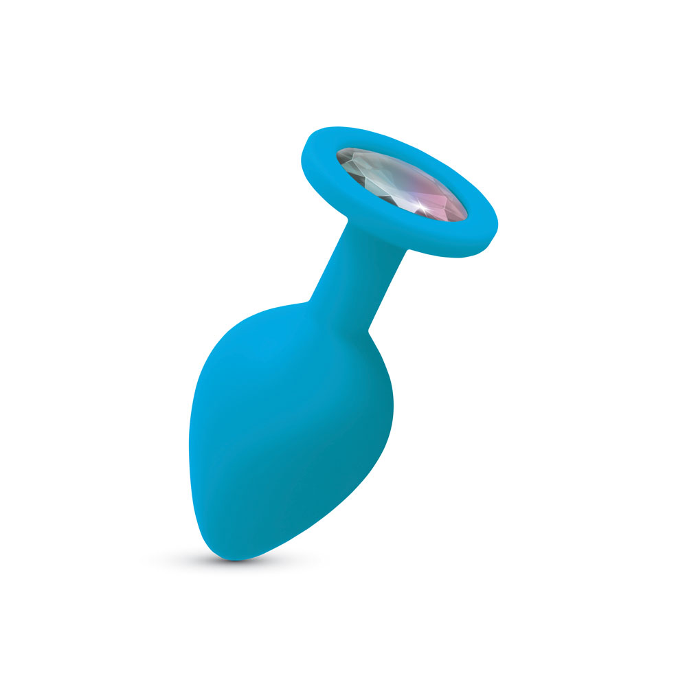 Viben - Gemma Clear Iridescent Gem Teal Silicone Plug - M - Anal Toys & Stimulators