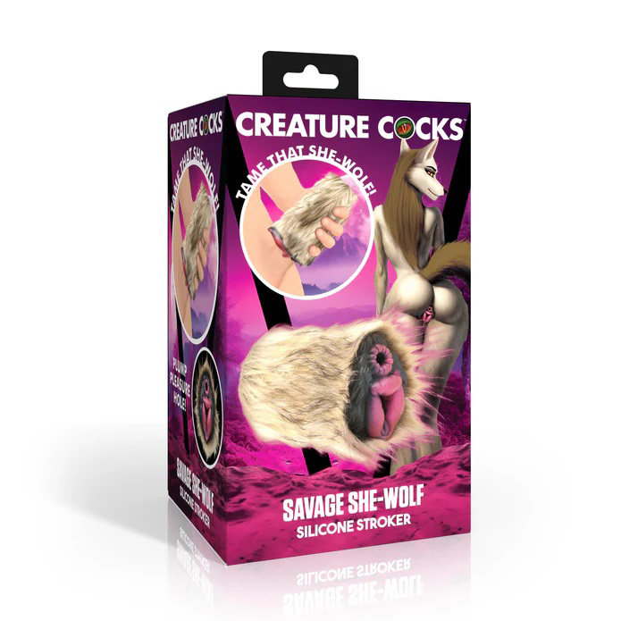 XR Brands - Creature Cocks Savage She-Wolf Silicone Stroker - Masturbation Aids for Males - Silicone